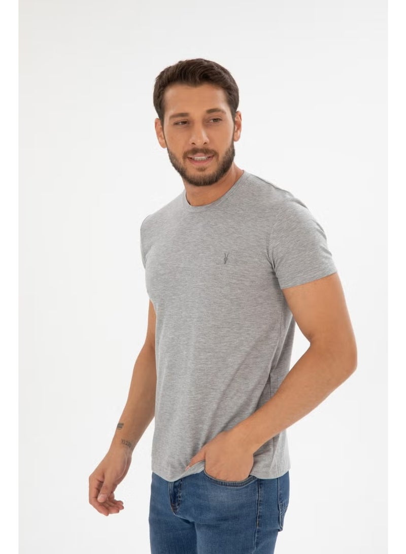 Four Man Crew Neck Standard Pattern Basic Cotton Men's T-Shirt 5 Pieces - Image 3